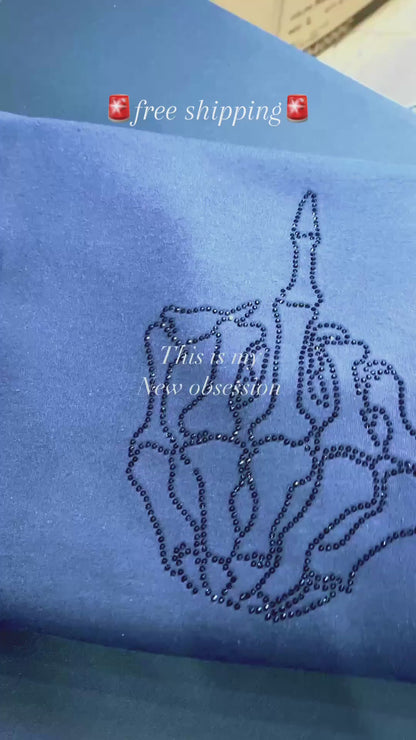 Rhinestone skelly sweatshirt