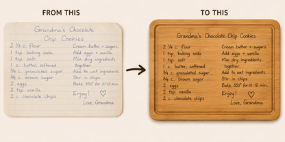Custom family recipe keepsake bamboo cutting boards