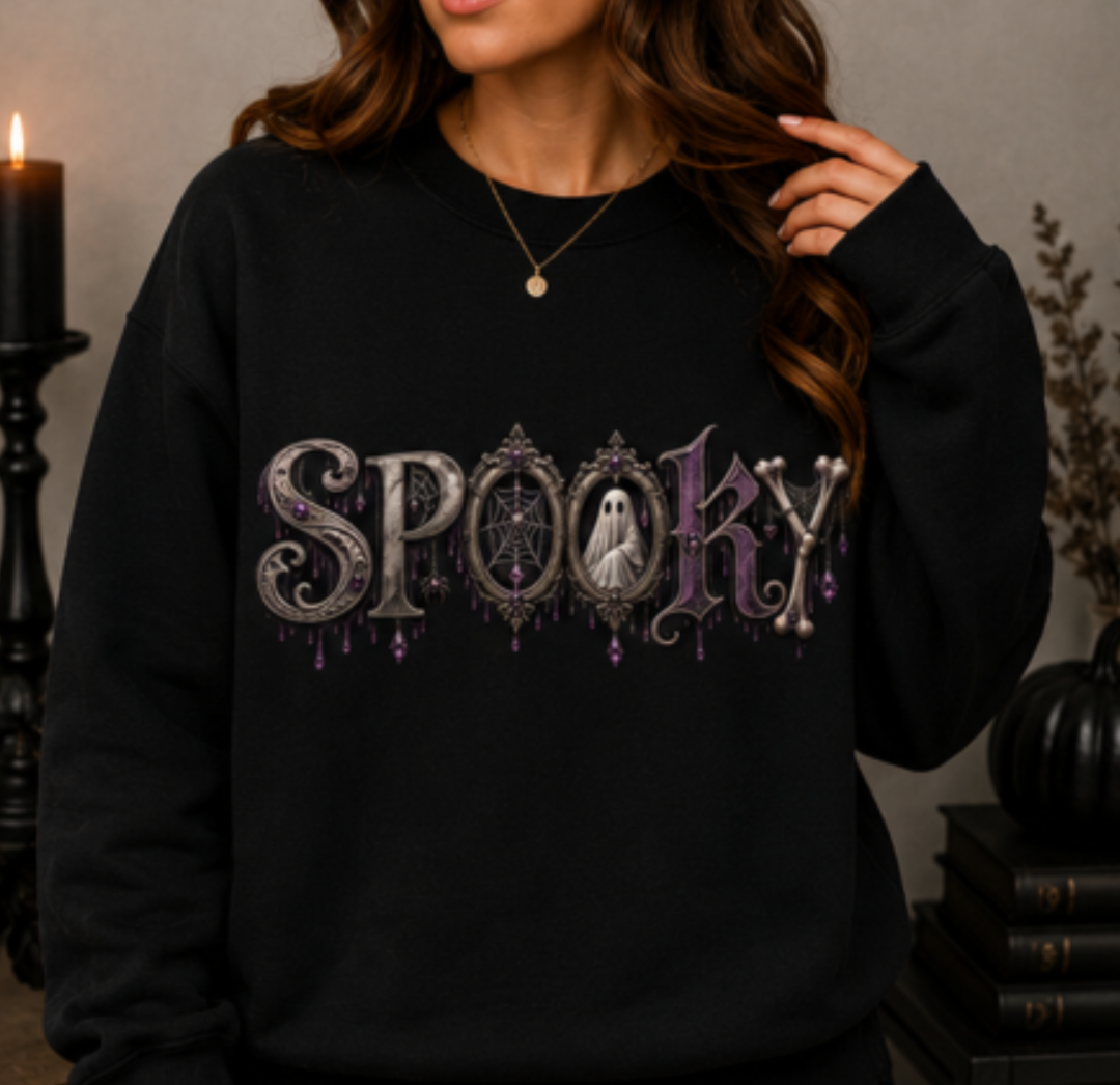 Spooky Gothic Halloween Sweatshirt | Vintage Ghost Crewneck