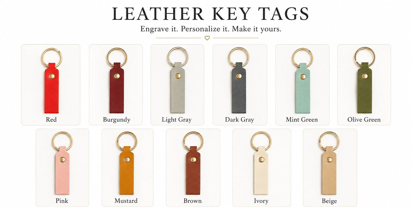 Custom engraved leather keychain
