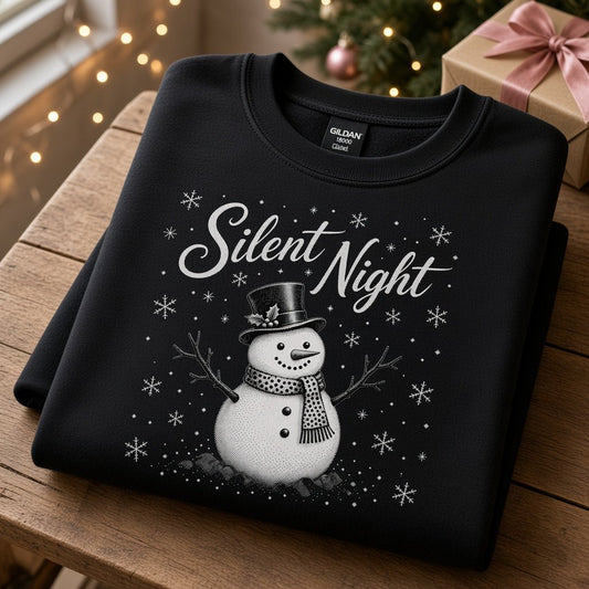 Silent Night Snowman Crewneck Sweatshirt