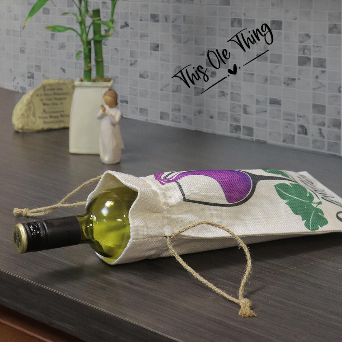 Custom Burlap Wine Drawstring gift bag